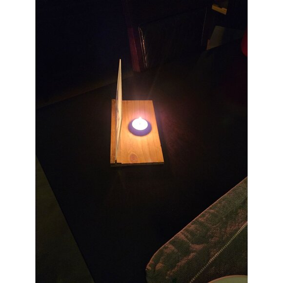 Nativity Silhouette Glass Candle Holder With Wooden Base - Picture 3 of 7